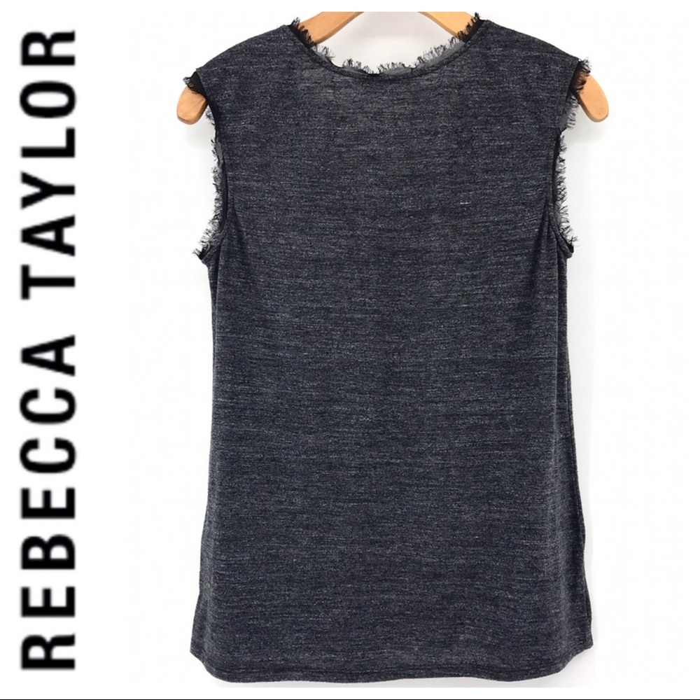 💕SALE💕Rebecca Taylor Black Heathered Fringe Top - Picture 2 of 8